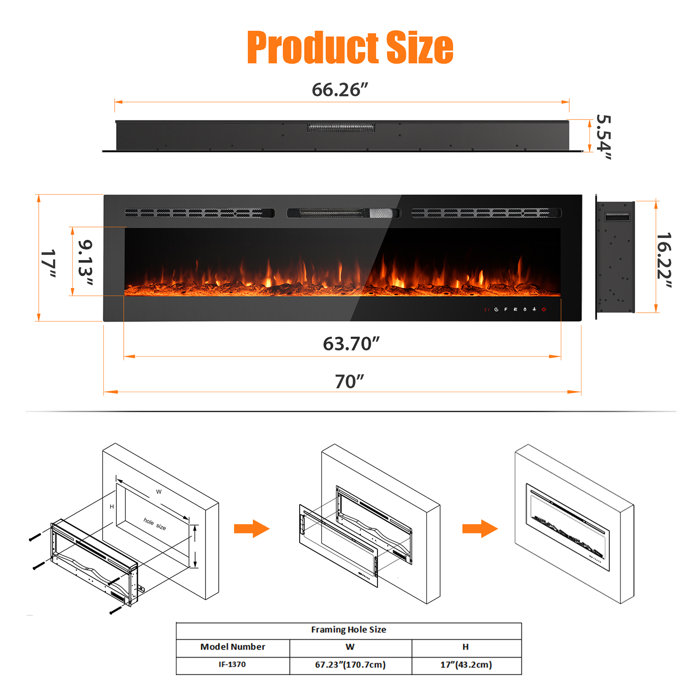 Symple Stuff Atkison 77.23'' W Electric Fireplace Insert Wayfair